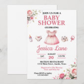 Invitation Carton d'invitation à la baby shower Fille au tutu (Devant / Derrière)