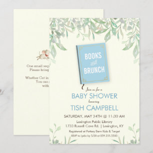 Invitation Carton d'invitation à la Baby Shower Livres et Bru