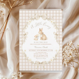 Invitation Carton d'invitation à la baby shower neutre Gingha