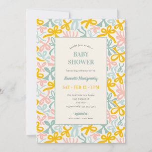 Invitation Carton d'invitation à la baby shower Pastel Ribbon