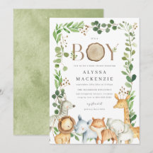 Carton d'invitation à la Baby Shower sur les Anima