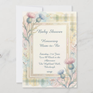 Invitation Carton d'invitation à la baby shower Tartan Thistl