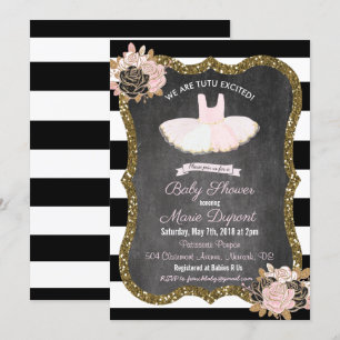 Invitation Carton d'invitation à la baby shower Tutu excitée