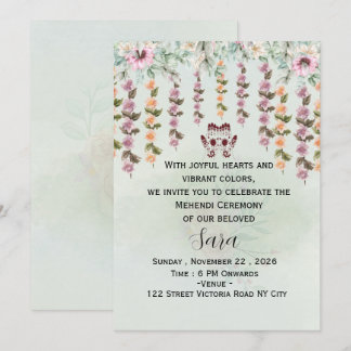 Invitation Carton d'invitation à la cérémonie Mehndi modifiab