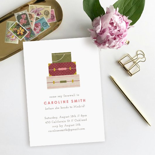 Invitation Carton d'invitation à la fête d'adieu de Rouge Ver