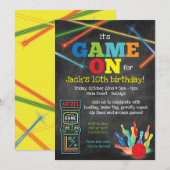 Invitation Carton d'invitation à la fête de bowling Game On A (Devant / Derrière)