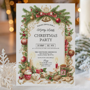 Invitation Carton d'invitation à la fête de Noël avec un nœud