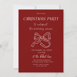 Invitation Carton d'invitation à la fête de Noël avec un nœud