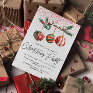 Invitation Carton d'invitation à la fête de Noël Boules de No