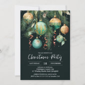 Invitation Carton d'invitation à la fête de Noël Boules dorée (Devant)