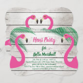 Invitation Carton d'invitation à la fête des poules flamants  (Devant / Derrière)