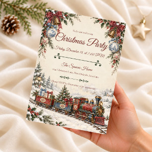 Invitation Carton d'invitation à la fête du train de Noël en