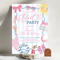 Carton d'invitation à la fête en bateau pour fille