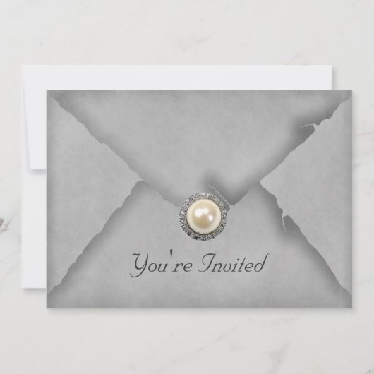 Invitation Carton d'invitation à la fête Jewels and Lace Gray (Devant)