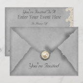 Invitation Carton d'invitation à la fête Jewels and Lace Gray (Devant / Derrière)