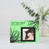 Invitation Carton d'invitation à la fête tourbillon vert chau (Debout devant)