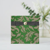 Invitation Carton d'invitation à la soirée en noir, or et dam (Debout devant)