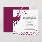 Invitation Carton d'invitation à la soirée Merlot éclaboussé (Devant / Derrière)