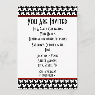 Invitation Carton d'invitation à la soirée pied-de-poule