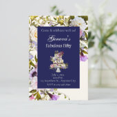 Invitation Carton d'invitation à l'anniversaire avec fleurs e (Debout devant)