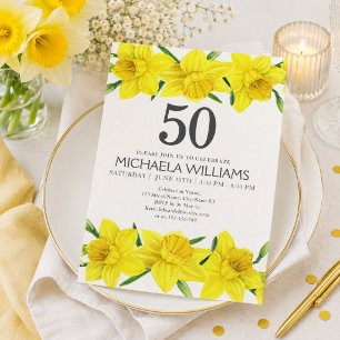 Invitation Carton d'invitation à l'aquarelle pour les 50 ans