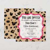 Invitation Carton d'invitation à motif léopard doré pour une  (Devant / Derrière)