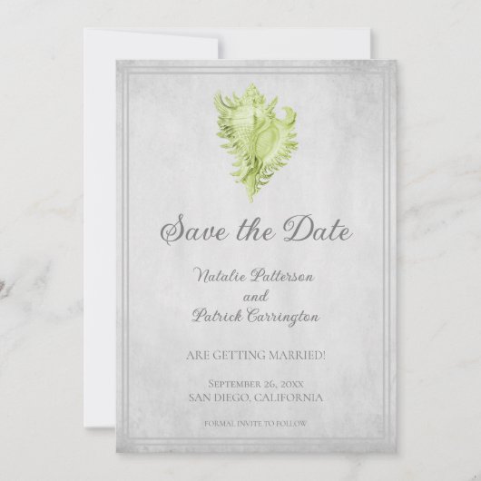 Invitation Carton d'invitation à sauver la date Coquille de C (Devant)