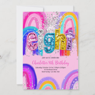 Invitation Carton d'invitation à sequins arc-en-ciel pour 8èm