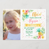 Carton d'invitation à un anniversaire Aloha aquare