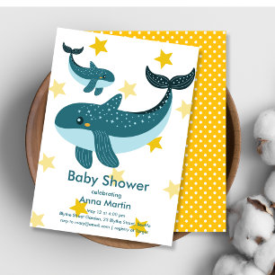 Invitation Carton d'invitation à une baby shower Baleine d'un