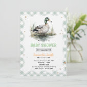 Invitation Carton d'invitation à une baby shower Canard colve (Debout devant)