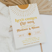 Invitation Carton d'invitation à une Baby Shower Co-Ed « Here