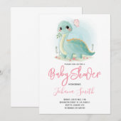 Invitation Carton d'invitation à une baby shower Dinosaure Di (Devant / Derrière)