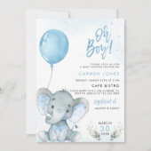 Invitation Carton d'invitation à une Baby Shower Éléphant ave (Devant)