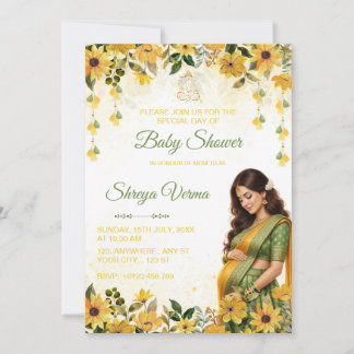 Invitation Carton d'invitation à une baby shower indienne à f
