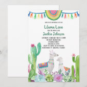 Invitation Carton d'invitation à une Baby Shower Llama (Devant / Derrière)