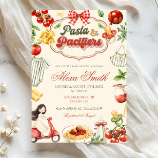 Invitation Carton d'invitation à une baby shower pour Pasta &