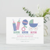Invitation Carton d'invitation à une Baby Shower Shake Rattle (Debout devant)