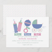 Invitation Carton d'invitation à une Baby Shower Shake Rattle (Devant / Derrière)