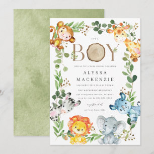 Invitation Carton d'invitation à une baby shower sur les anim