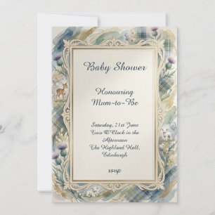 Invitation Carton d'invitation à une baby shower Tartan Bleu