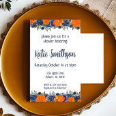 Invitation Carton d'invitation à une douche florale orange et