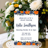 Invitation Carton d'invitation à une douche florale orange et