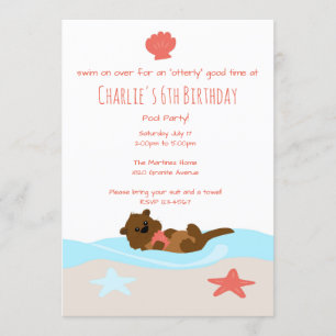 Invitation Carton d'invitation à une fête adorable des loutre