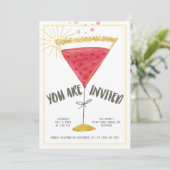 Invitation Carton d'invitation à une fête au cocktail au verr (Debout devant)