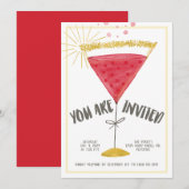Invitation Carton d'invitation à une fête au cocktail au verr (Devant / Derrière)