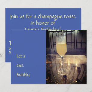 Invitation Carton d'invitation à une fête avec champagne péti