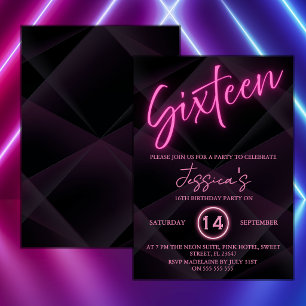 Invitation Carton d'invitation à une fête d'anniversaire 16 a