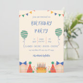 Invitation carton d'invitation à une fête d'anniversaire illu (Debout devant)