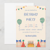 Invitation carton d'invitation à une fête d'anniversaire illu (Devant / Derrière)